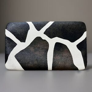 Giraffe Print Hard Case Clutch Purse ID Credit Card Holder Wallet Tote Brown